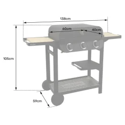 COOK IN GARDEN - Cook'in garden barbecue à gaz sur pied 3 feux 8.4kw - am083t