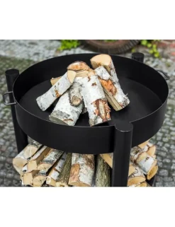 COOK KING - Brasero de jardin solafa xl avec range bois en acier-braséro seul-ø 80cm-60 --