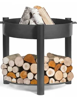 COOK KING - Brasero de jardin solafa xl avec range bois en acier-braséro seul-ø 70cm-60 --
