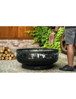 COOK KING - Brasero de jardin forest décoré forêt en acier 80 cm-braséro seul-80 --