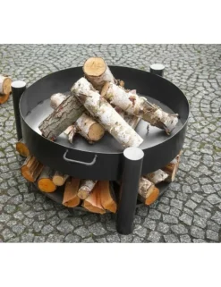 COOK KING - Brasero de jardin solafa avec range bois en acier-sans couvercle-ø 70cm-68 / 78 --