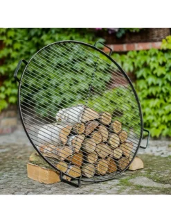 COOK KING - Grille de cuisson ronde en acier avec 4 poignées-acier noir sablé--ø 80 cm--acier noir sablé