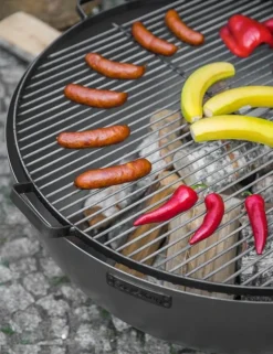 COOK KING - Grille de cuisson ronde en acier avec 4 poignées-acier noir sablé--ø 70 cm--acier noir sablé