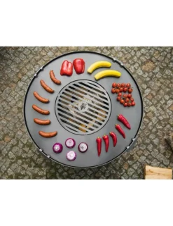COOK KING - Plaque de cuisson avec grille pour braséro en acier-avec 4 anses-82cm--