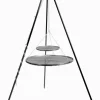 COOK KING - Trépied viking avec double grille en acier--40x80 cm-