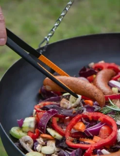 COOK KING - Wok rond à suspendre sur trépied-noir-noir--ø 70 cm-