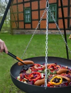 COOK KING - Wok rond à suspendre sur trépied-noir-noir--ø 60 cm-