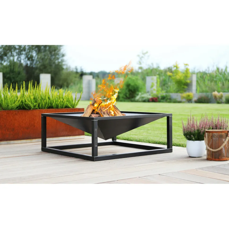 COOKKING - Braséro de jardin square en acier de 70x70 cm avec finition de haute qualité