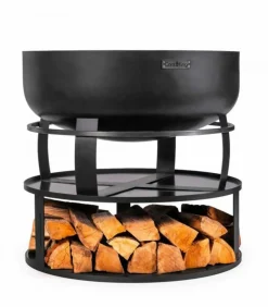 COOKKING - Plateforme pour braséro avec support de bûches, acier naturel 62cm de diamètre, cookking, 111040