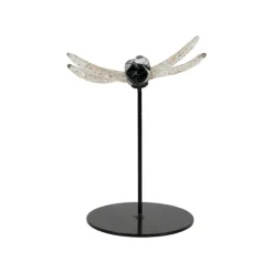 COTE TABLE - Décoration libellule verre gris 14x13x17cm