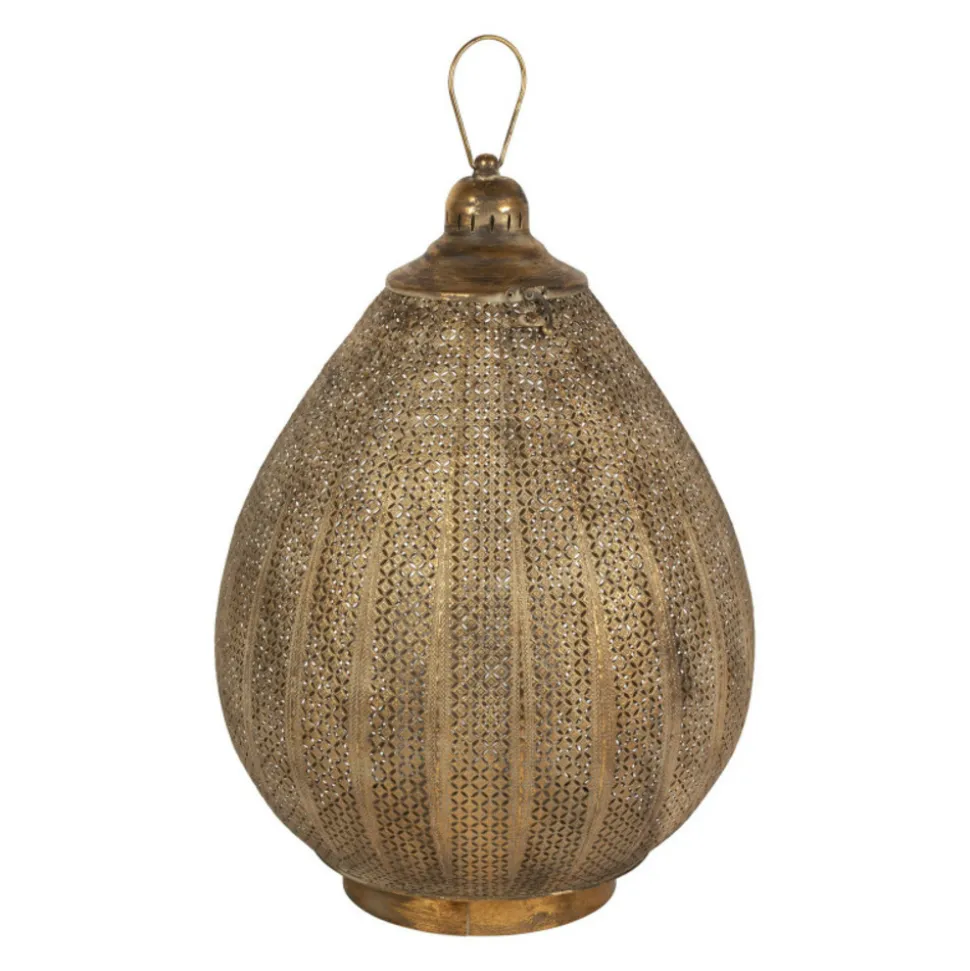 COTE TABLE - Lanterne orient doré fer 64x47x47cm