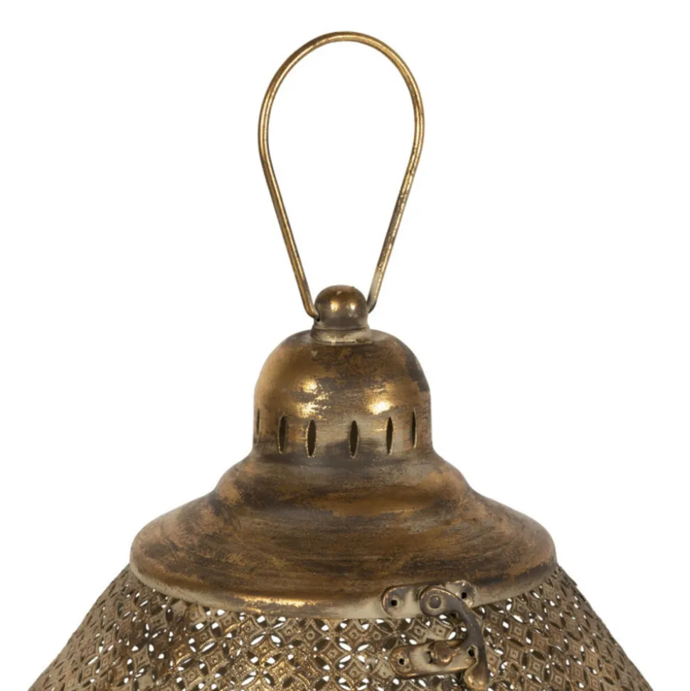 COTE TABLE - Lanterne orient doré fer 64x47x47cm