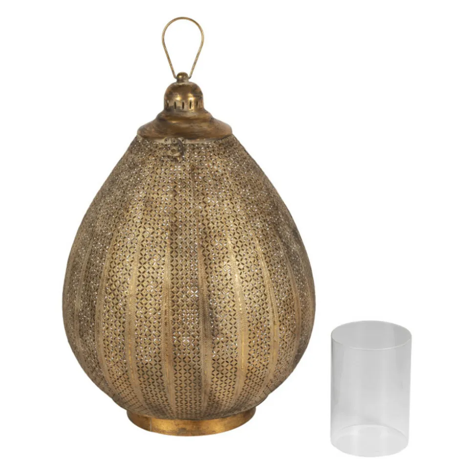 COTE TABLE - Lanterne orient doré fer 64x47x47cm