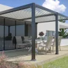 COULEURS DU MONDE - Madison - pergola bioclimatique adossée 5 pieds sans percage 3x4m en aluminium toit plat