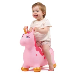 D - Jeu de plein air : Ballon sauteur Licorne rose L. 22xl.49xH.59cm