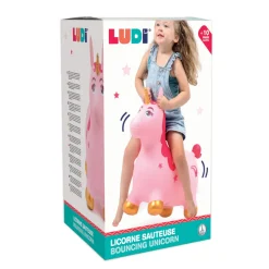 D - Jeu de plein air : Ballon sauteur Licorne rose L. 22xl.49xH.59cm