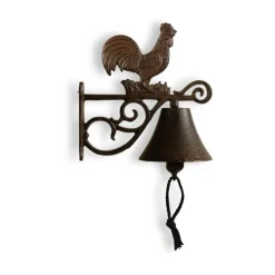 DÉCORATION D'AUTREFOIS - Cloche coq fonte fonte marron - décoration d'autrefois