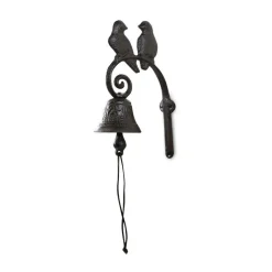 DÉCORATION D'AUTREFOIS - Cloche 2 oiseaux fonte fonte marron - décoration d'autrefois
