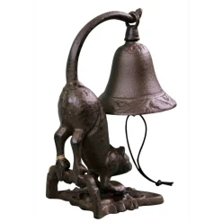 DÉCORATION D'AUTREFOIS - Cloche chat dos fonte fonte marron - décoration d'autrefois