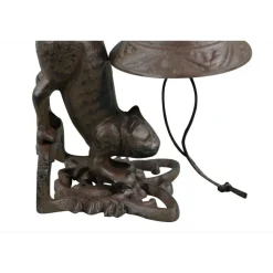 DÉCORATION D'AUTREFOIS - Cloche chat dos fonte fonte marron - décoration d'autrefois