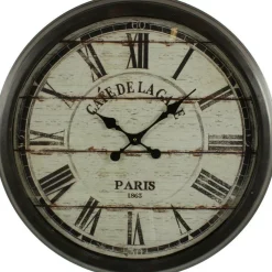 DÉCORATION D'AUTREFOIS - Grande horloge ancienne murale café de la gare fer noir - décoration d'autrefois