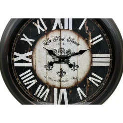 DÉCORATION D'AUTREFOIS - Grande horloge ancienne murale hôtel les trois reines métal noir - décoration d'autrefois