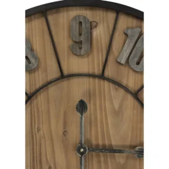 DÉCORATION D'AUTREFOIS - Grande horloge ancienne bois-métal marron - décoration d'autrefois