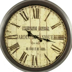 DÉCORATION D'AUTREFOIS - Grande horloge ancienne murale jardin botanique fer blanc - décoration d'autrefois