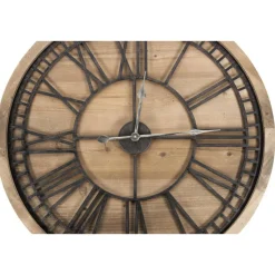 DÉCORATION D'AUTREFOIS - Grande horloge ancienne bois-métal marron - décoration d'autrefois
