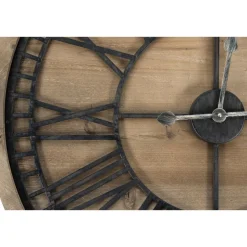 DÉCORATION D'AUTREFOIS - Grande horloge ancienne bois-métal marron - décoration d'autrefois