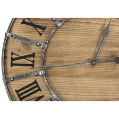 DÉCORATION D'AUTREFOIS - Grande horloge ancienne bois-métal marron - décoration d'autrefois