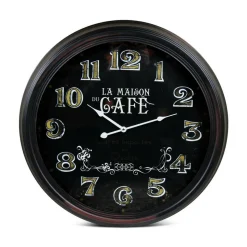 DÉCORATION D'AUTREFOIS - Horloge ancienne murale la maison du café métal noir - décoration d'autrefois