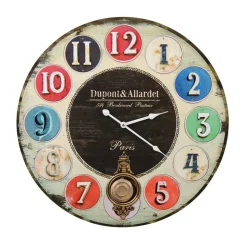 DÉCORATION D'AUTREFOIS - Horloge ancienne balancier dupont & allardet bois multicolore - décoration d'autrefois