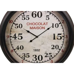 DÉCORATION D'AUTREFOIS - Horloge ancienne murale chocolat maison métal blanc - décoration d'autrefois