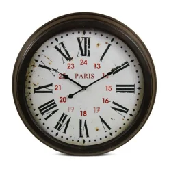DÉCORATION D'AUTREFOIS - Horloge ancienne murale paris métal blanc - décoration d'autrefois