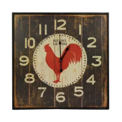 DÉCORATION D'AUTREFOIS - Horloge ancienne murale carre bistrot le coq fer marron - décoration d'autrefois