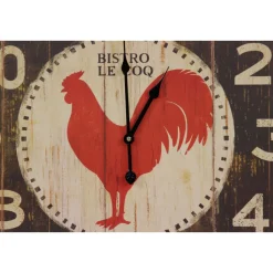 DÉCORATION D'AUTREFOIS - Horloge ancienne murale carre bistrot le coq fer marron - décoration d'autrefois