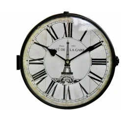 DÉCORATION D'AUTREFOIS - Horloge de gare ancienne double face café de la gare tour eiffel forge fer forgé blanc - décoration d'autrefois