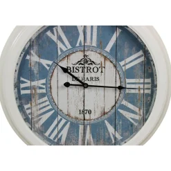 DÉCORATION D'AUTREFOIS - Horloge ancienne murale bistrot de paris métal bleu - décoration d'autrefois