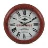 DÉCORATION D'AUTREFOIS - Horloge ancienne murale eau quinine tonique métal rouge-bordeaux - décoration d'autrefois