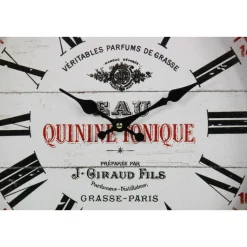 DÉCORATION D'AUTREFOIS - Horloge ancienne murale eau quinine tonique métal rouge-bordeaux - décoration d'autrefois