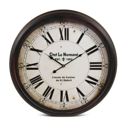 DÉCORATION D'AUTREFOIS - Horloge ancienne murale chef le normand métal blanc - décoration d'autrefois