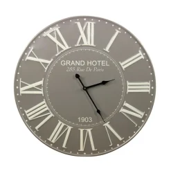 DÉCORATION D'AUTREFOIS - Horloge ancienne grand hotel métal gris - décoration d'autrefois