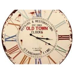 DÉCORATION D'AUTREFOIS - Horloge ancienne old town clocks métal blanc - décoration d'autrefois