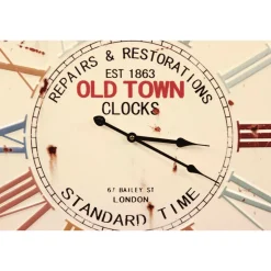 DÉCORATION D'AUTREFOIS - Horloge ancienne old town clocks métal blanc - décoration d'autrefois