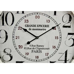 DÉCORATION D'AUTREFOIS - Horloge ancienne murale grande epicerie de monmartre métal blanc - décoration d'autrefois