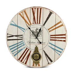 DÉCORATION D'AUTREFOIS - Horloge ancienne balancier château montrose bois multicolore - décoration d'autrefois