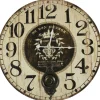 DÉCORATION D'AUTREFOIS - Horloge ancienne balancier au bon ménage bois blanc - décoration d'autrefois