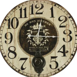 DÉCORATION D'AUTREFOIS - Horloge ancienne balancier au bon ménage bois blanc - décoration d'autrefois