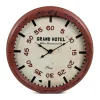 DÉCORATION D'AUTREFOIS - Horloge ancienne murale grand hôtel métal rouge-bordeaux - décoration d'autrefois